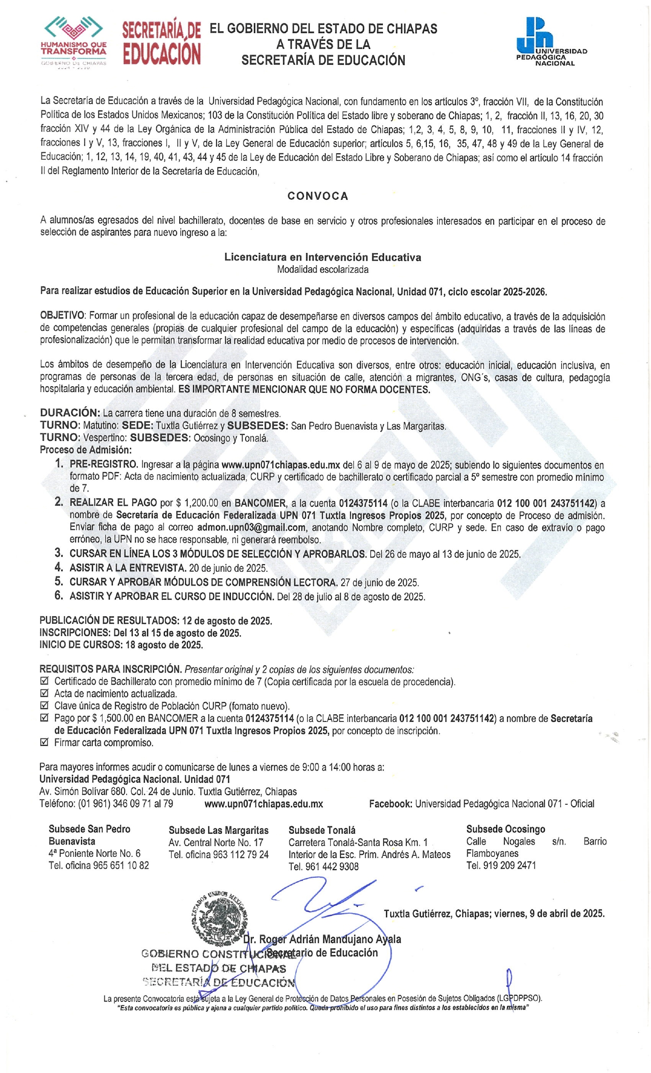 Convocatoria LIE 2025